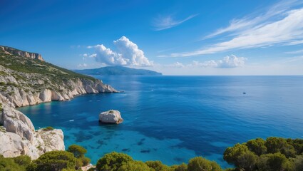 Fototapeta premium Azure waters adjacent to a Mediterranean island