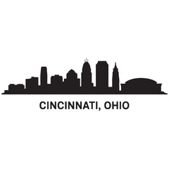 Fototapeta premium Cincinnati skyline horizontal banner. Cincinnati, Ohio . Vector template for your design. Vector black silhouette. with white background