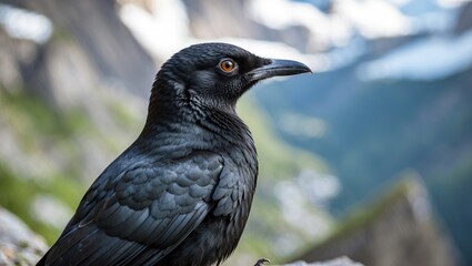 Fototapeta premium Yellow-billed Chough: The Alpine Bird Species