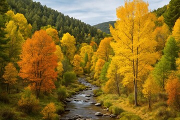 Obraz premium Fall Season in the Mountain Village