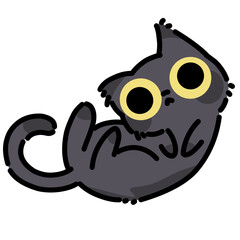 Cute black cat with big eyes illustration 