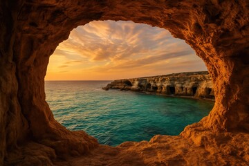 Stunning coastal scenery captured from within a cavern
