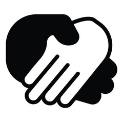 Strong men handshake solid icon, design recruitment concept. Vector graphics. Handshake of two hands, success deal sign on white background, style mobile or design.