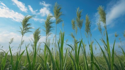 Naklejka premium A towering patch of grass in a meadow