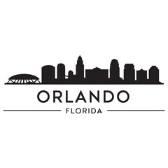 Fototapeta premium Orlando skyline horizontal banner. Orlando, Florida. Vector template for your design. Vector black silhouette. with white background