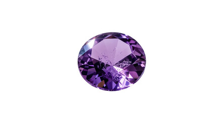 Fototapeta premium Amethyst Gemstone: A single, round-cut amethyst gemstone with its striking purple hue rests in the center, showcasing its flawless clarity and brilliant sparkle.