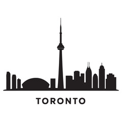 Vector Toronto skyline. Travel Toronto famous landmarks. Business and tourism concept for presentation, banner, web site. Vector black silhouette. with white background