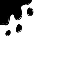 black dripping liquid shapes on the upper left side against a white background. The design evokes the look of paint or ink drips and can be used for modern or abstract themes.