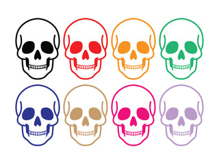 skull icon with colorful, colorful skull illustration