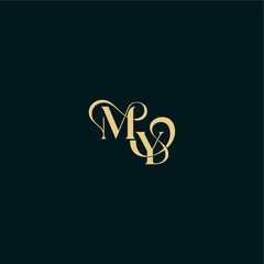 bold concept design elegant and curvy style monogram MY wedding logo initial letter