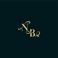 bold concept design elegant and curvy style monogram NB wedding logo initial letter