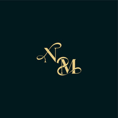 bold concept design elegant and curvy style monogram NM wedding logo initial letter