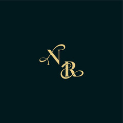 bold concept design elegant and curvy style monogram NR wedding logo initial letter