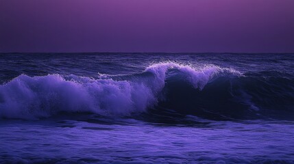 Futuristic digital wave pattern in purple on dark background representing data flow, ai signals, and high-tech communication in modern technology interface




