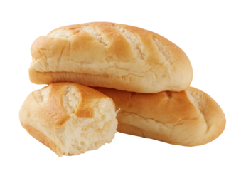 Freshly baked bread cut out isolated transparent background