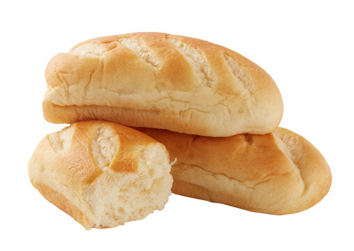 Freshly baked bread cut out isolated transparent background