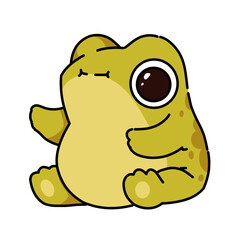 Cute green frog cartoon illustration art 