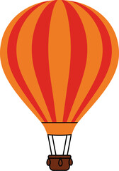Fototapeta premium Hot air balloon vector illustration orange and red striped design isolated on white background graphic art editable stock vector illustration
