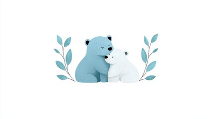 Cute cartoon bears collection. Mom and baby animals set. Cartoon animal illustration with polar bears in different pose. Zoology for kids. Adorable polar bear family imagery ideal