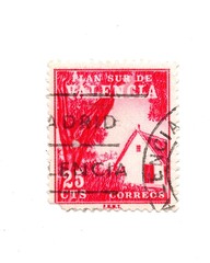 A vintage postage stamp from Spain isolated on a white background.