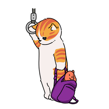 Naklejki Cool orange cat cartoon illustration 