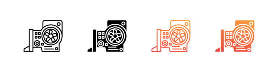 Water Pump Multiple Style Icon Set Vector 