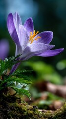 Delicate purple crocus in springtime