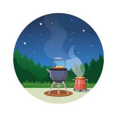 A flat vector illustration of a Memphis-style abstract shape, featuring playful geometric elements like triangles, squiggles, and circles in bright pastel and primary colors. Retro 80s design, isolate