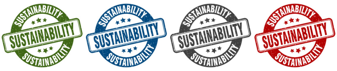 sustainability stamp. sustainability round stamp set isolated on white background