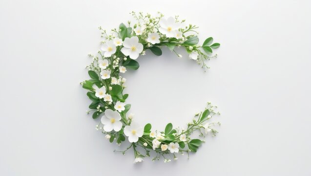 Frame featuring white flowers Lily of the valley (Convallaria majalis, May bells, may-lily), hellebores on a white background with space for text. Top view, flat lay