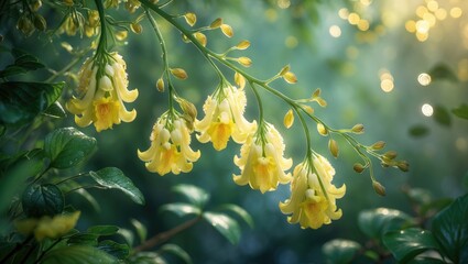 Golden Shower tree (Cassia fistula), Thailand's national flower, with yellow flowers blooming in summer.