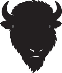 American Bison's face Icon or Logo silhouette Vector Image with white background