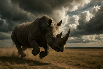 Obraz premium rhino at sunset