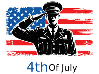 Fourth of july american flag patriotic soldier salute independence day graphic