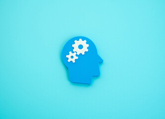Gears in the head. Metaphor of the thought process. Thinking, mental processing. Brainstorming,...