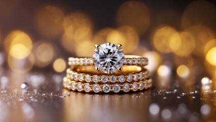 Fototapeta premium Glitter background featuring wedding rings
