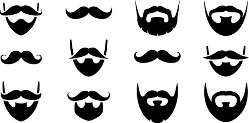 Beard mustache styles vector illustration set for barbershop design and fashion trends icon collection editable stock vector illustration