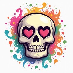 Fototapeta premium Psychedelic Skull Love – Halloween Art