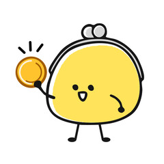 コインをゲットしたがま口財布のキャラクター	