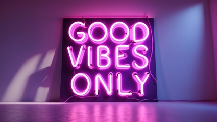 Good vibes only neon sign featuring positive energy display