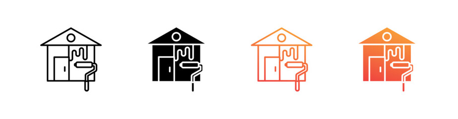 Paint Multiple Style Icon Set Vector 