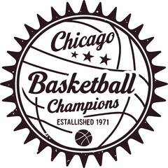 Vintage Chicago Basketball Champions Emblem with Stars and Established Year, a Retro Sports Graphic