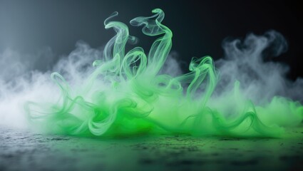 Green fog or smoke color isolated transparent special effect