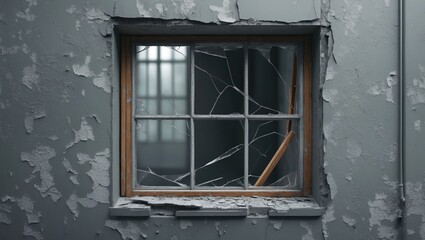 Gray painted brick wall featuring glass cube windows.