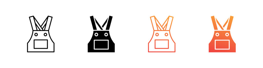 Overalls Multiple Style Icon Set Vector 