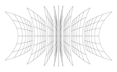 3d wireframe perspective grid room template design vector illustration background. Empty 3 dimension virtual room with perspective wireframe grid geometric sketch. Cyber virtual line interior frame.