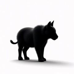 silhouette of a black dog, background is white, monochrome