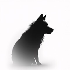 silhouette of a black wolf background is white monochrome