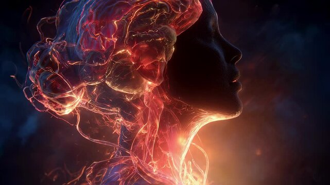 Glowing neural visualization depicting limbic system activation, oxytocin release, and emotional connectivity within female brain's intricate neurochemical landscape