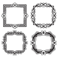 Monogram Decorative Vector Floral Frames Set Collection
